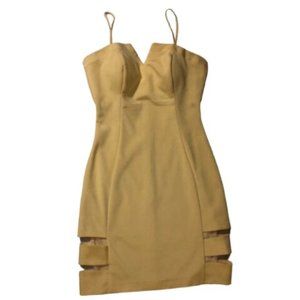 Bodycon Strap Dress, Used only once, Knee Length, Yellow, Spaghetti strap, Small